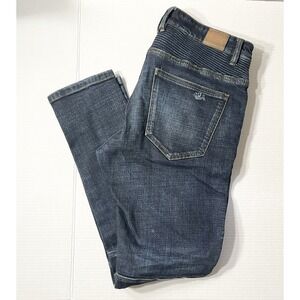 Crysp Denim Jeans Men's 32x30 Blue Moto Biker Stretch Distressed Buckle Mallsoft